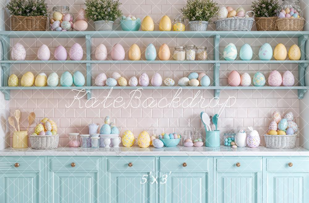 Kate Easter Kitchen Egg Shelf Pastel Backdrop Designed by Emetselch - Kate Backdrop AU