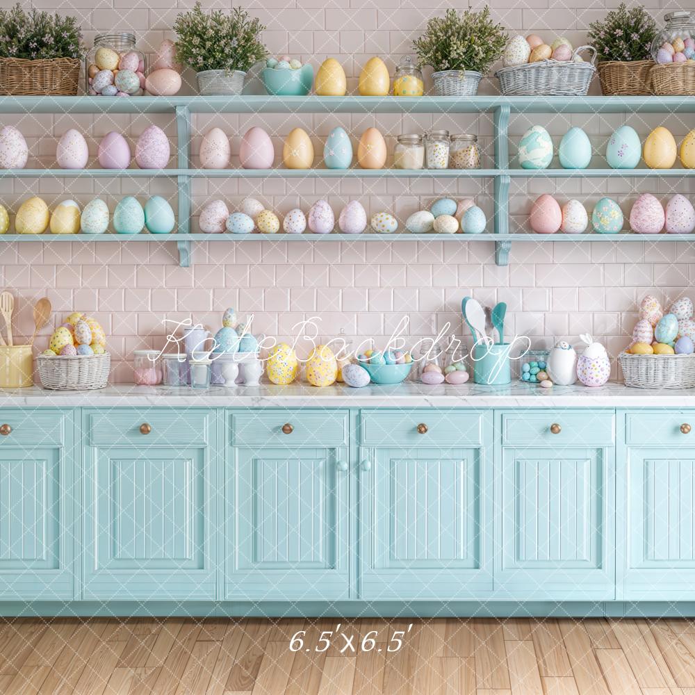 Kate Easter Kitchen Egg Shelf Pastel Backdrop Designed by Emetselch - Kate Backdrop AU