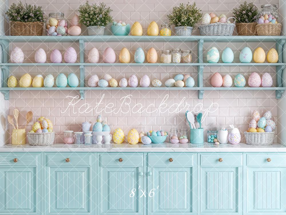 Kate Easter Kitchen Egg Shelf Pastel Backdrop Designed by Emetselch - Kate Backdrop AU