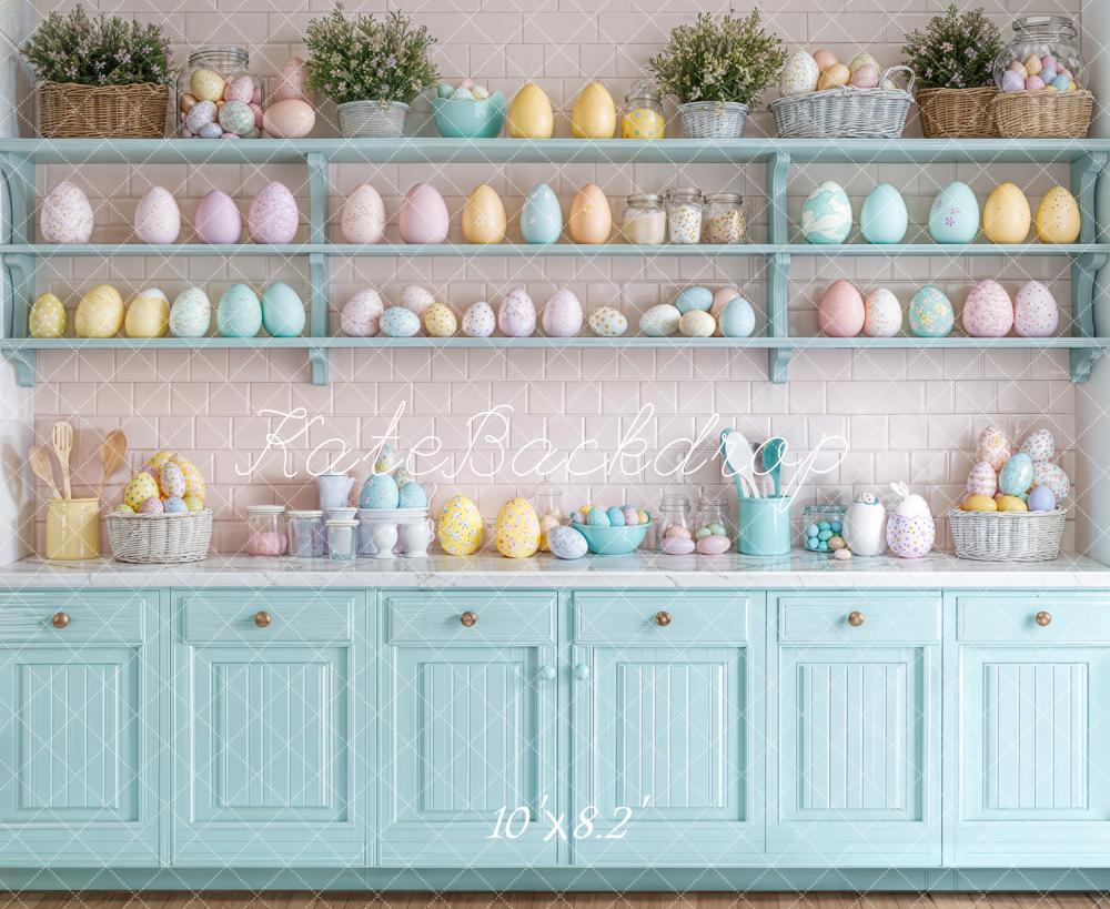 Kate Easter Kitchen Egg Shelf Pastel Backdrop Designed by Emetselch - Kate Backdrop AU
