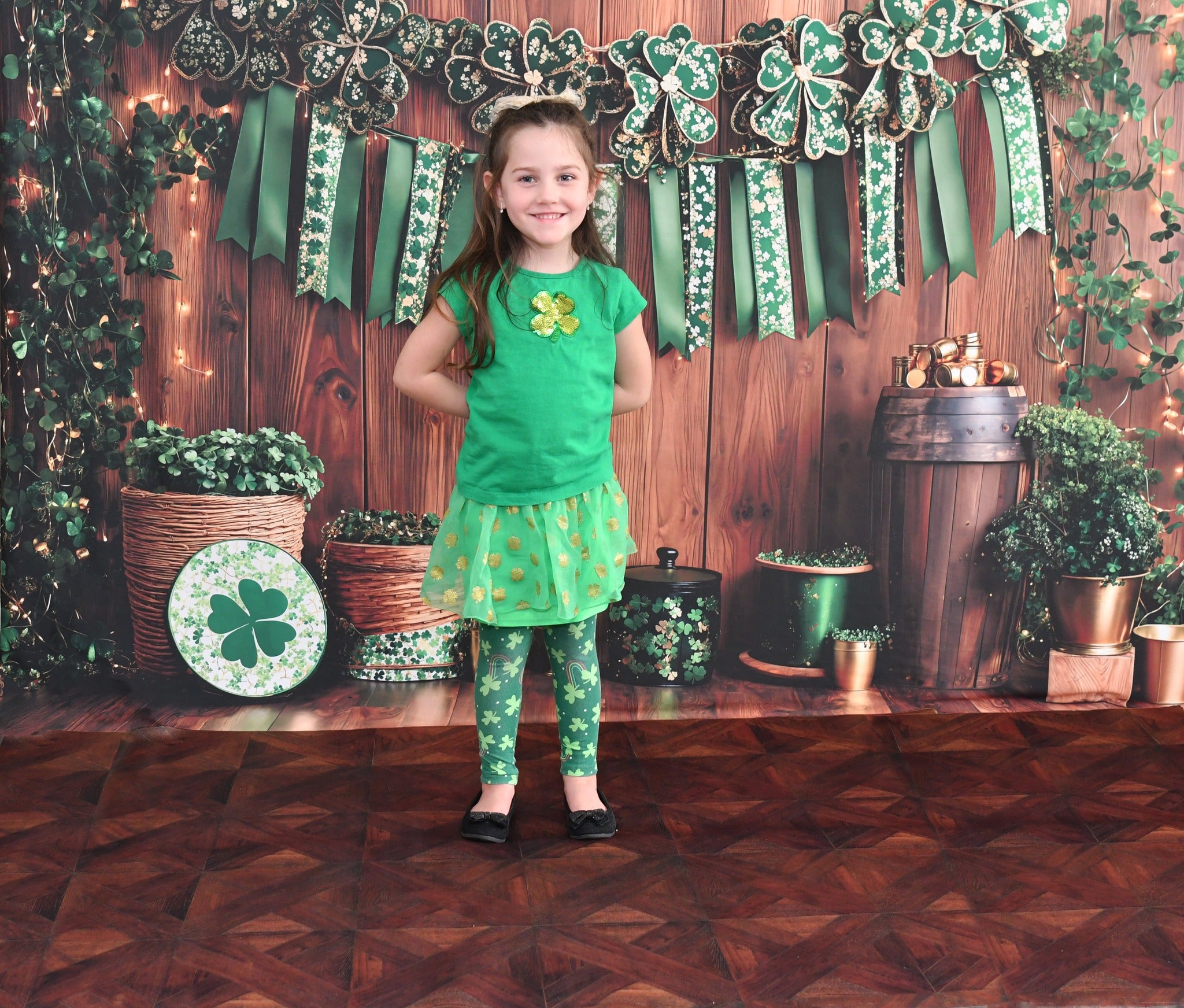 Kate St. Patrick's Day Shamrock Wood Backdrop Designed by Emetselch