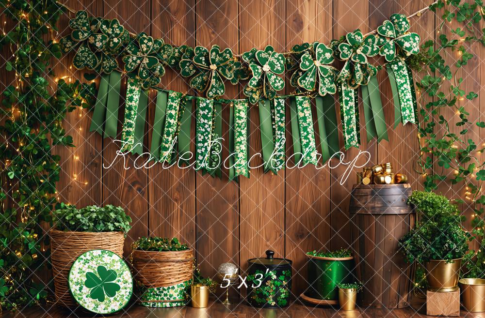 Kate St. Patrick's Day Shamrock Wood Backdrop Designed by Emetselch - Kate Backdrop AU