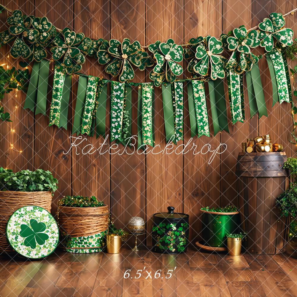 Kate St. Patrick's Day Shamrock Wood Backdrop Designed by Emetselch - Kate Backdrop AU