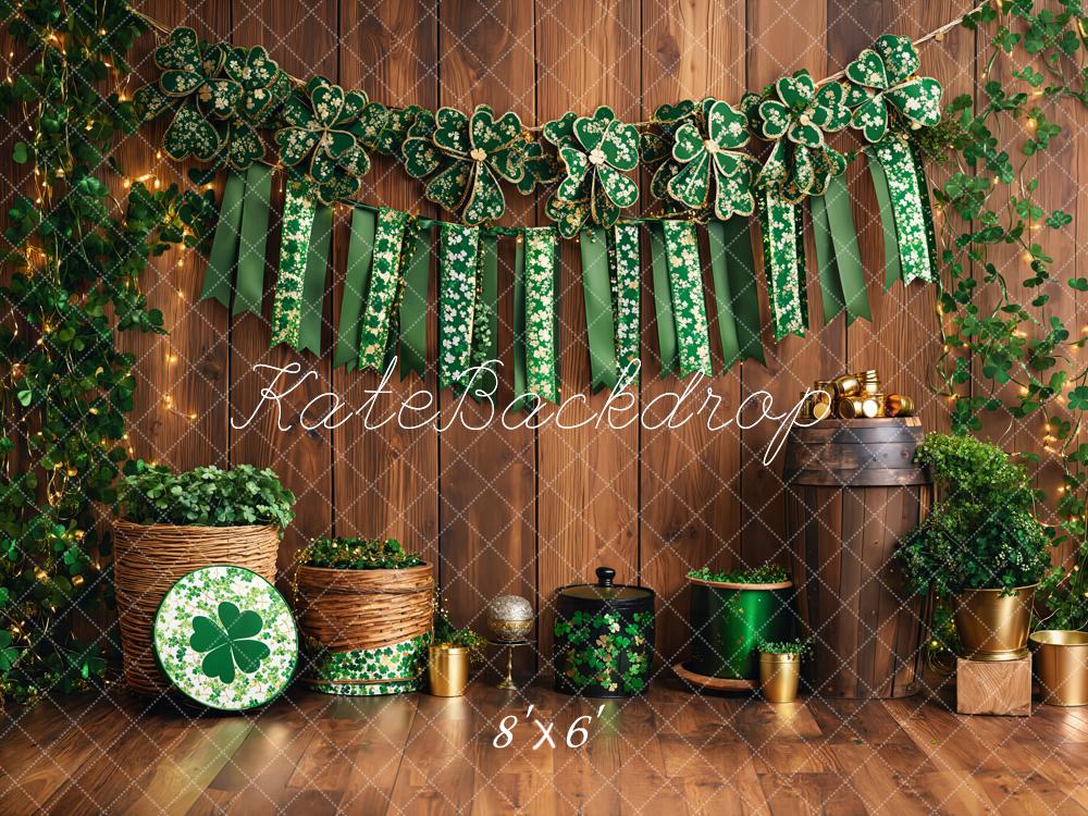 Kate St. Patrick's Day Shamrock Wood Backdrop Designed by Emetselch - Kate Backdrop AU
