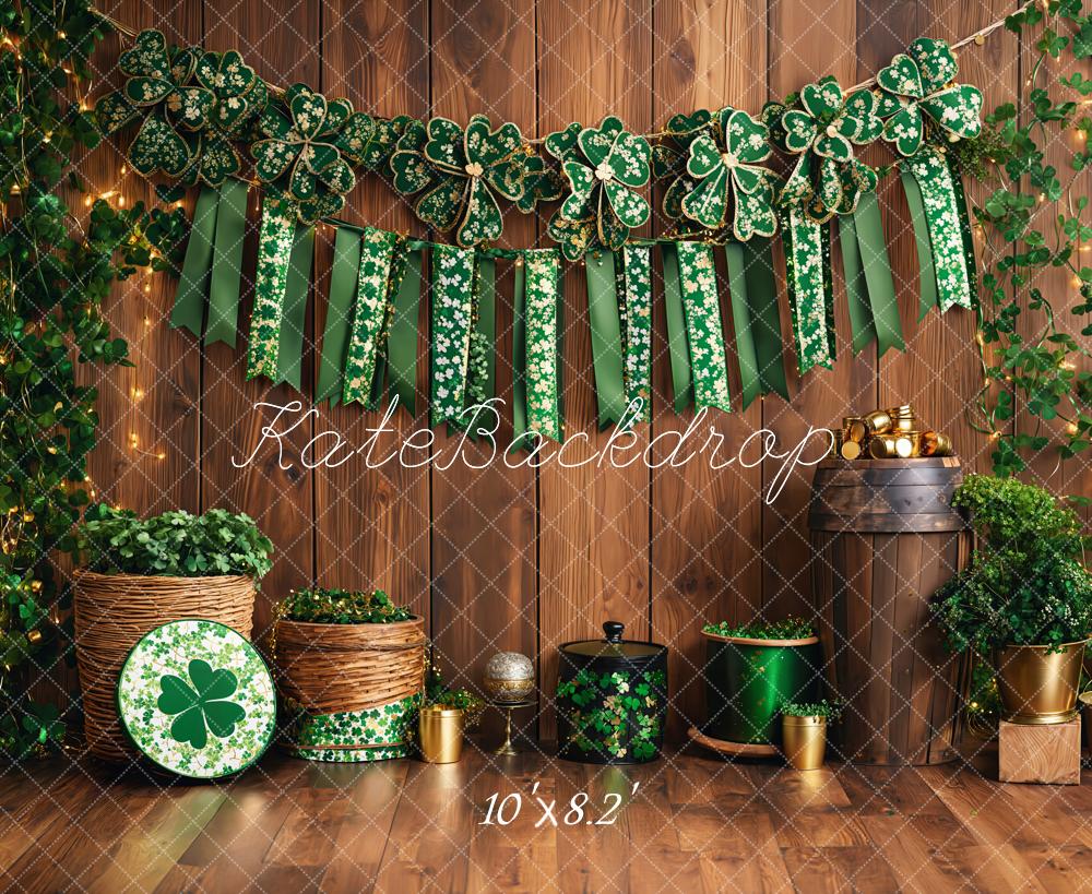 Kate St. Patrick's Day Shamrock Wood Backdrop Designed by Emetselch - Kate Backdrop AU