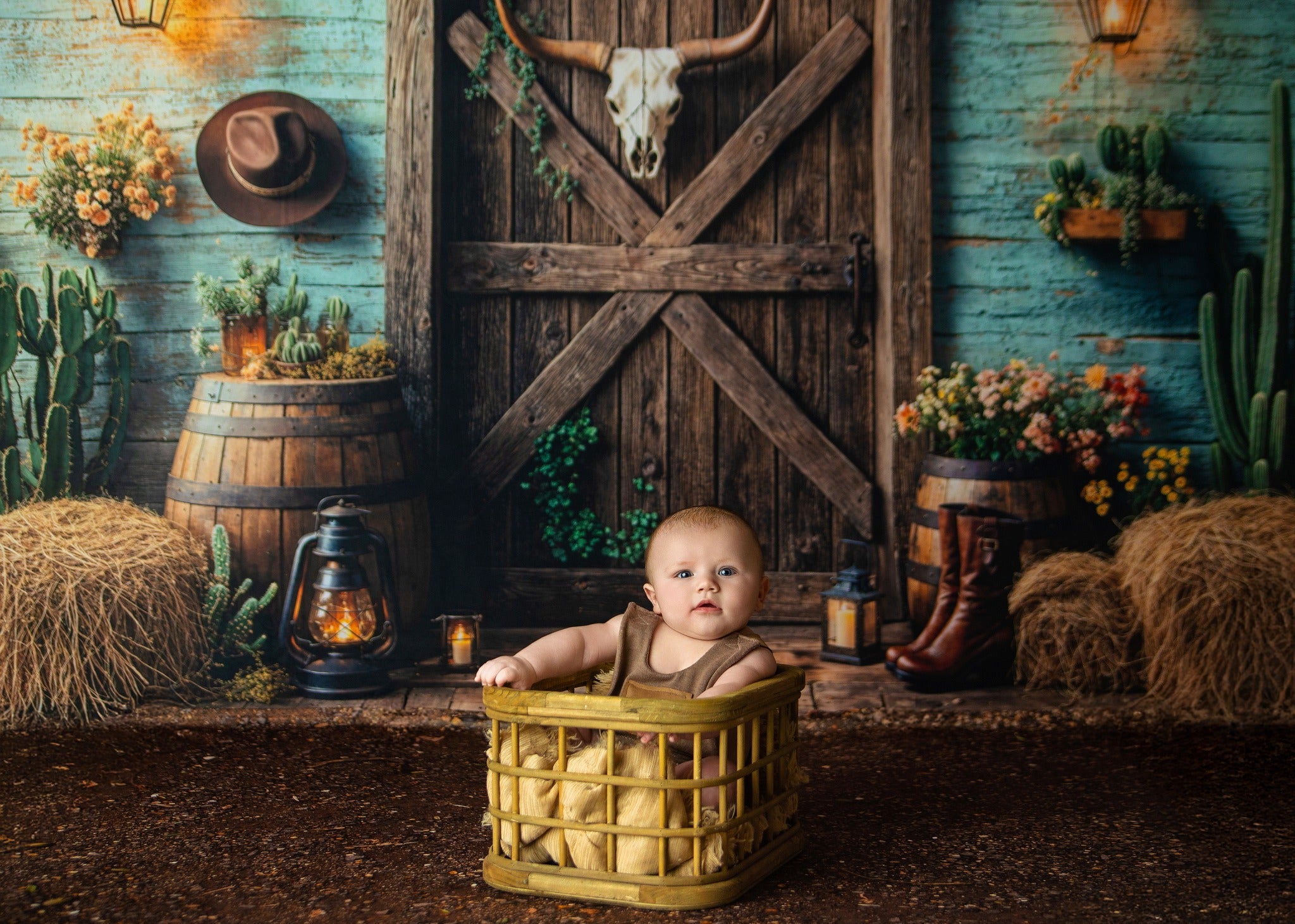 Kate Western Cowboy Barn Door Backdrop Designed by Emetselch - Kate Backdrop AU