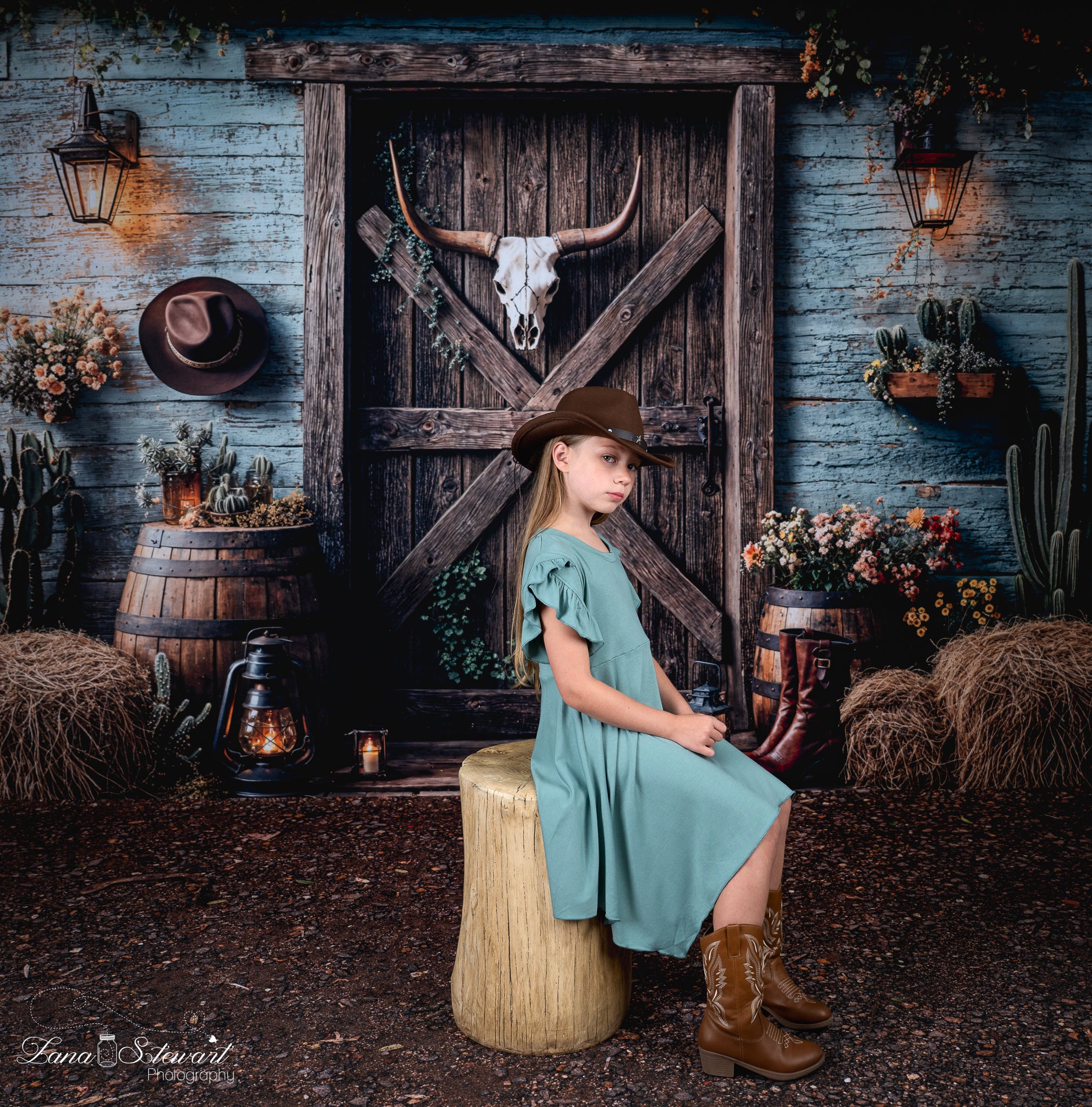 Kate Western Cowboy Barn Door Backdrop Designed by Emetselch - Kate Backdrop AU