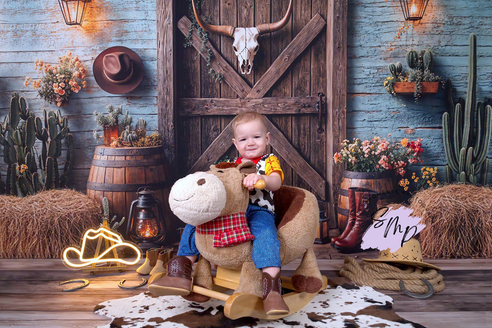 Kate Western Cowboy Barn Door Backdrop Designed by Emetselch - Kate Backdrop AU