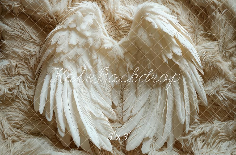 Kate Newborn Angel Wings Backdrop Feather Fur Rug Floor Designed by Emetselch - Kate Backdrop AU