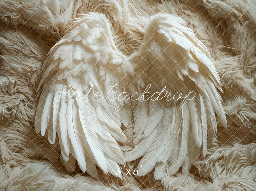 Kate Newborn Angel Wings Backdrop Feather Fur Rug Floor Designed by Emetselch - Kate Backdrop AU