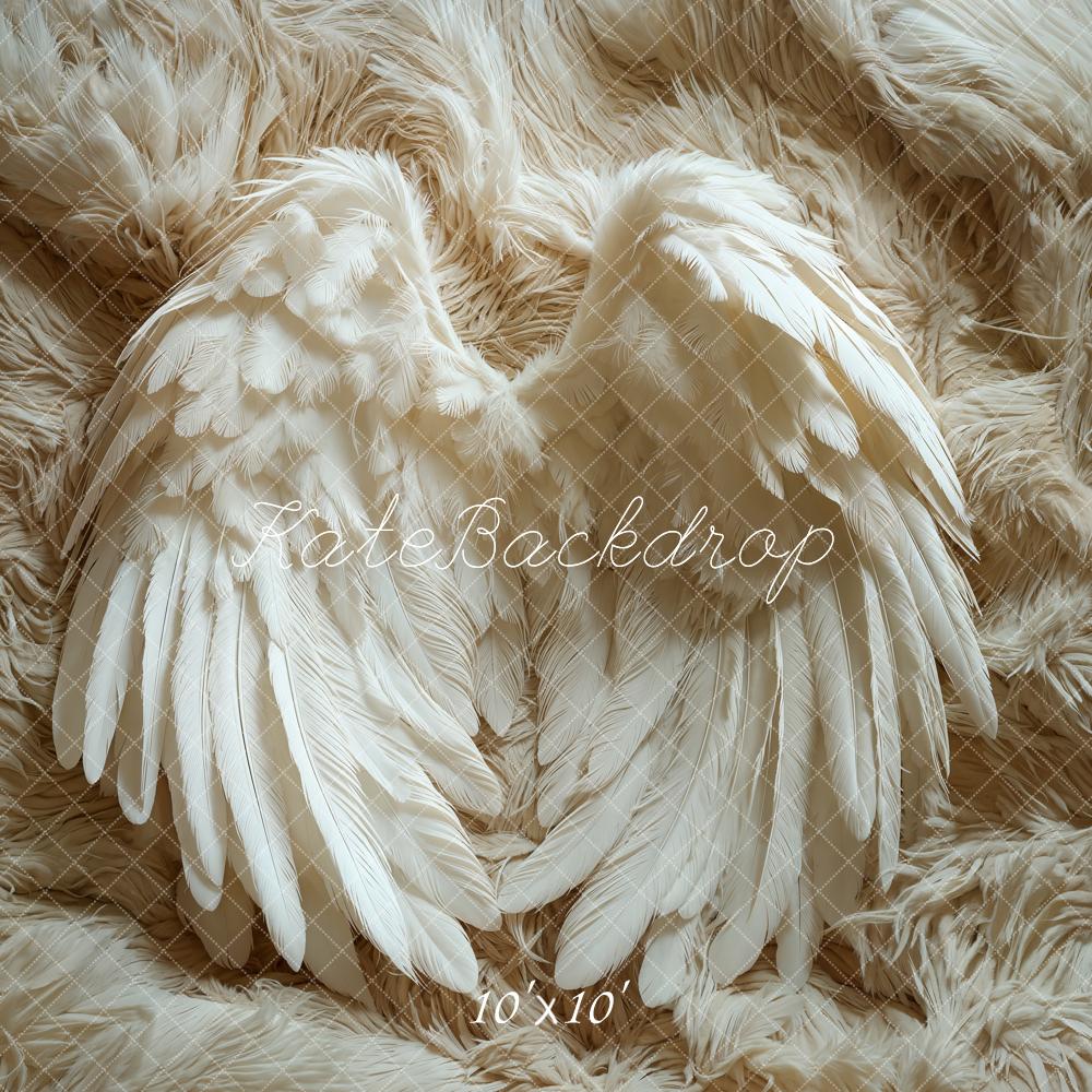 Kate Newborn Angel Wings Backdrop Feather Fur Rug Floor Designed by Emetselch - Kate Backdrop AU