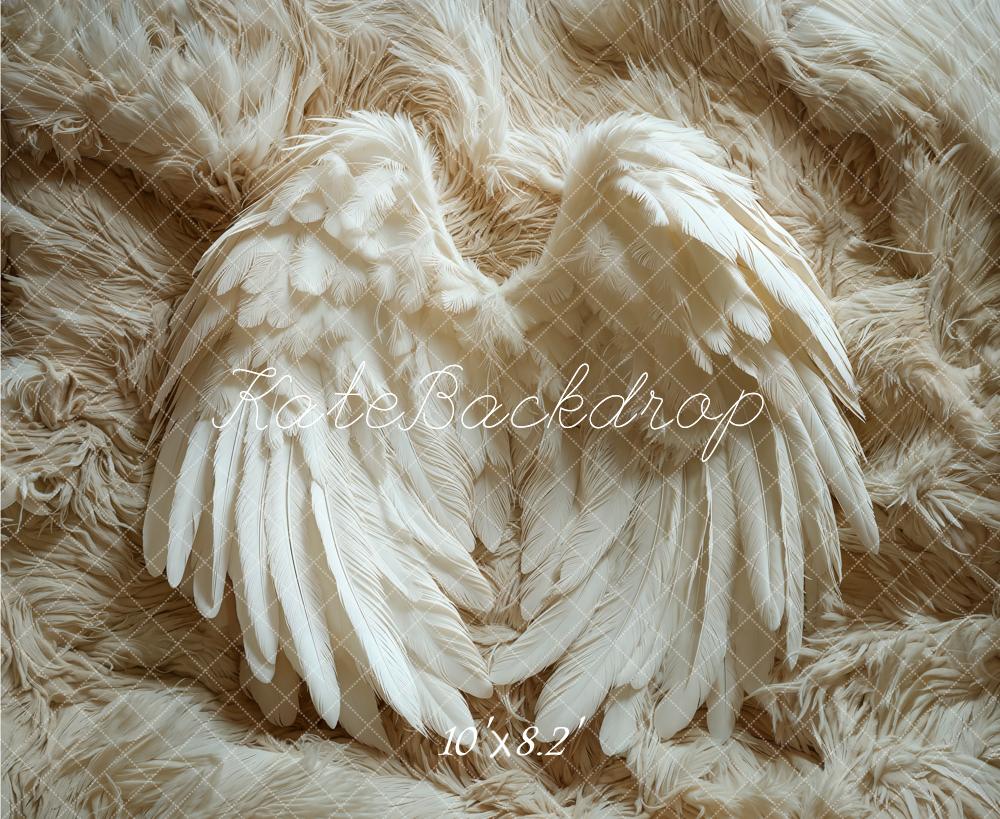 Kate Newborn Angel Wings Backdrop Feather Fur Rug Floor Designed by Emetselch - Kate Backdrop AU
