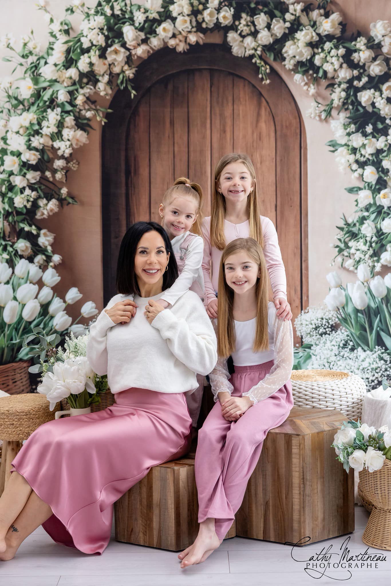 Kate Spring Flower Arch Wooden Door Backdrop Designed by Emetselch