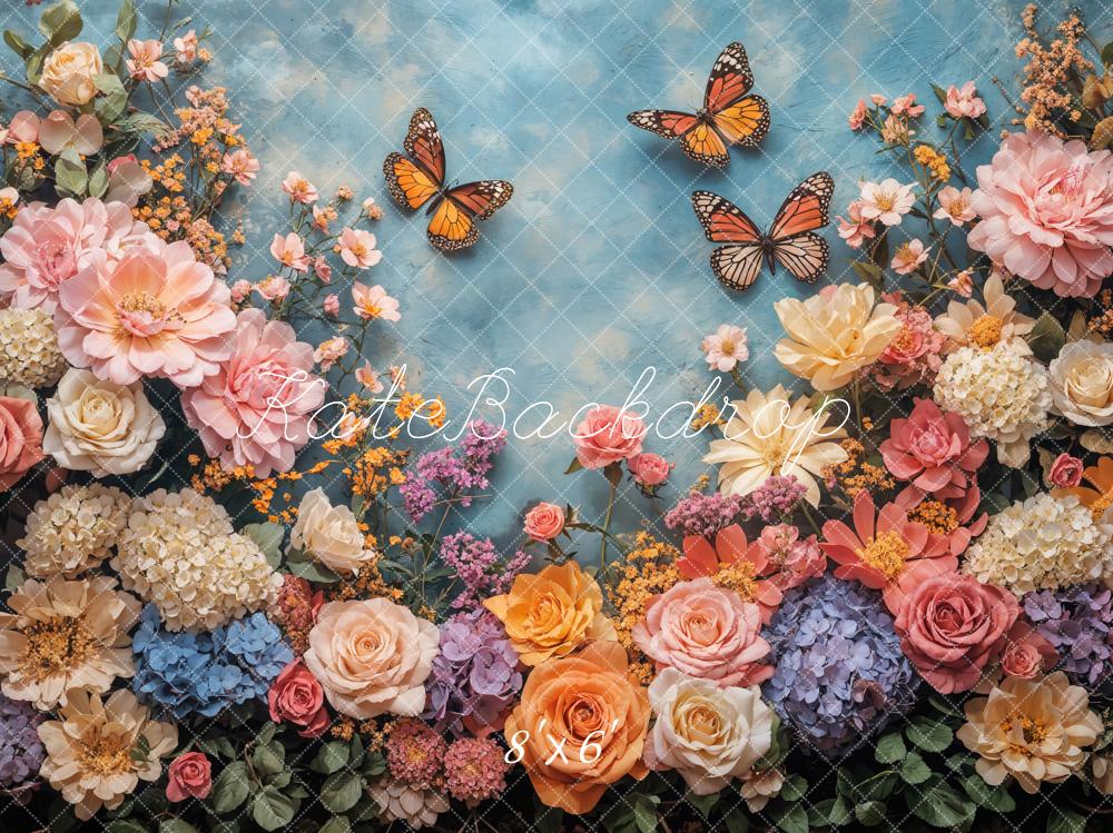 Kate Spring Floral Butterfly Backdrop Designed by Emetselch - Kate Backdrop AU