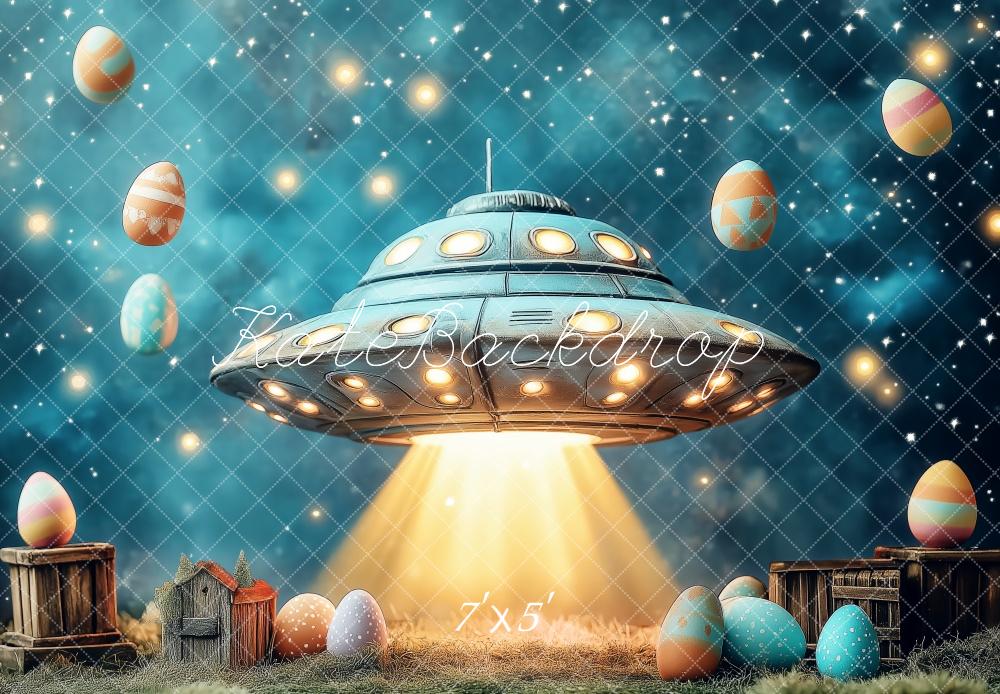 Kate Retro UFO Easter Backdrop Designed by Patty Roberts - Kate Backdrop AU
