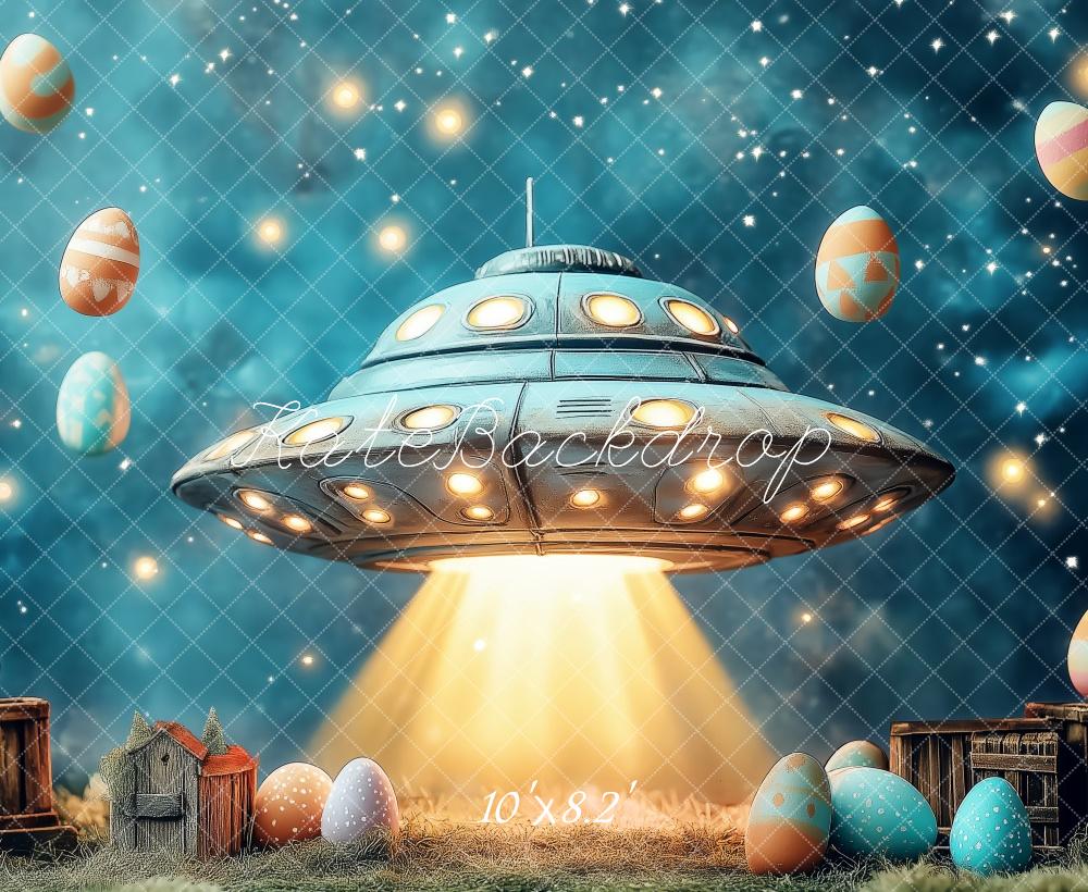 Kate Retro UFO Easter Backdrop Designed by Patty Roberts - Kate Backdrop AU