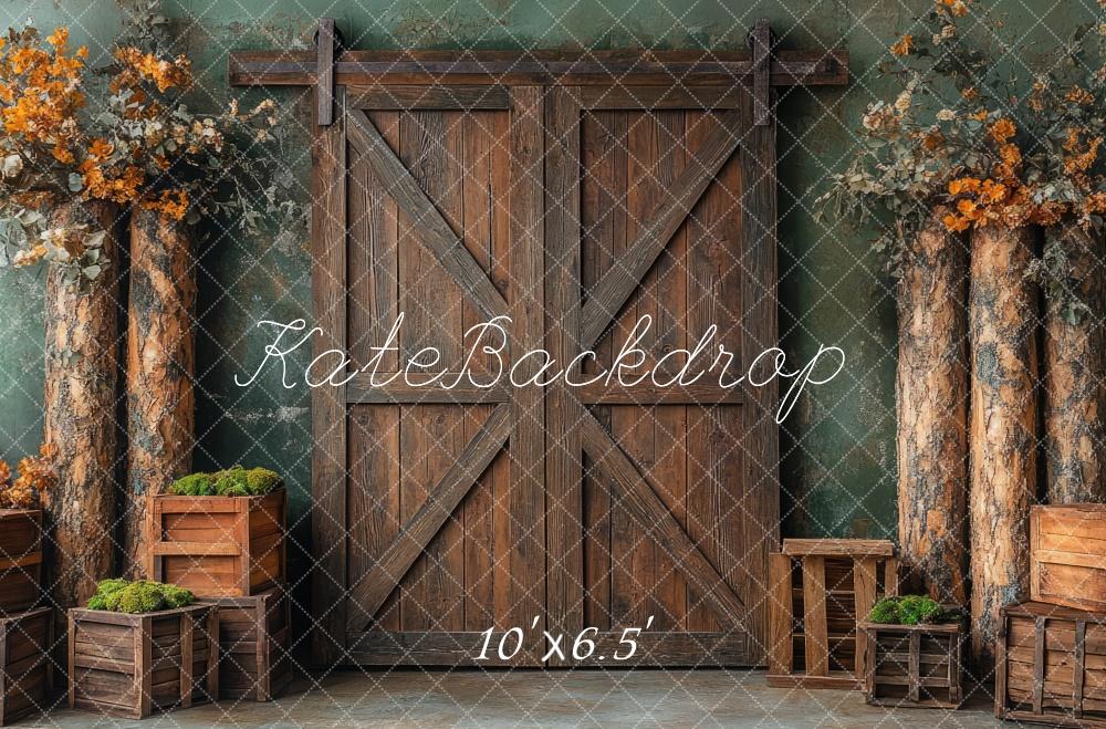 Kate Rustic Wood Barn Doors Backdrop Designed by Mini MakeBelieve - Kate Backdrop AU