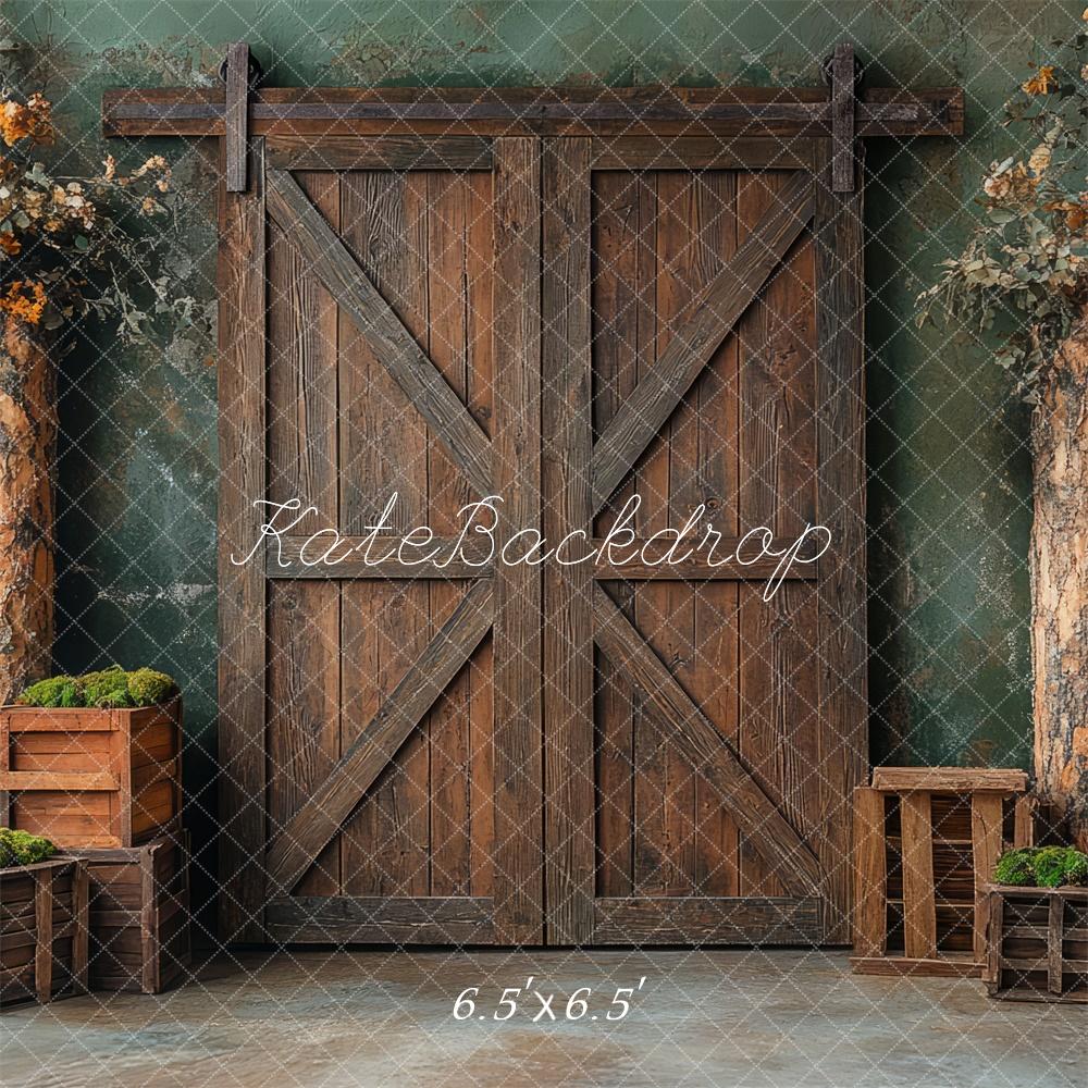 Kate Rustic Wood Barn Doors Backdrop Designed by Mini MakeBelieve - Kate Backdrop AU