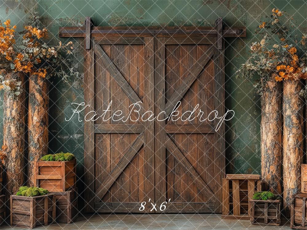 Kate Rustic Wood Barn Doors Backdrop Designed by Mini MakeBelieve - Kate Backdrop AU