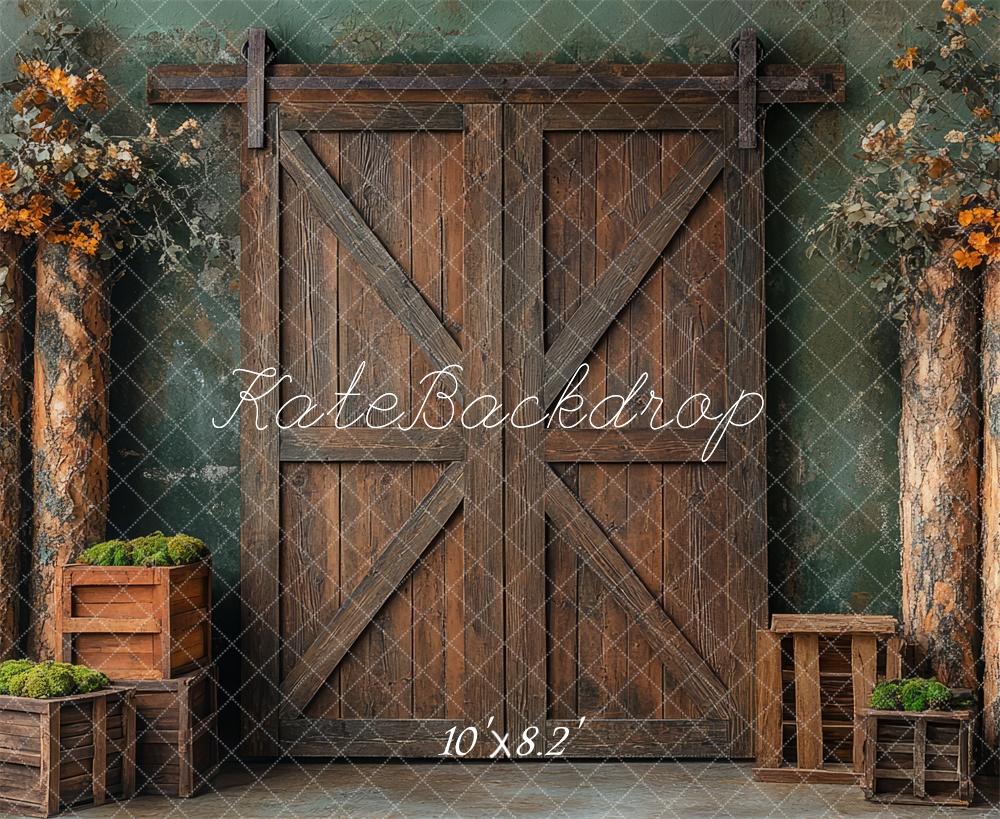 Kate Rustic Wood Barn Doors Backdrop Designed by Mini MakeBelieve - Kate Backdrop AU