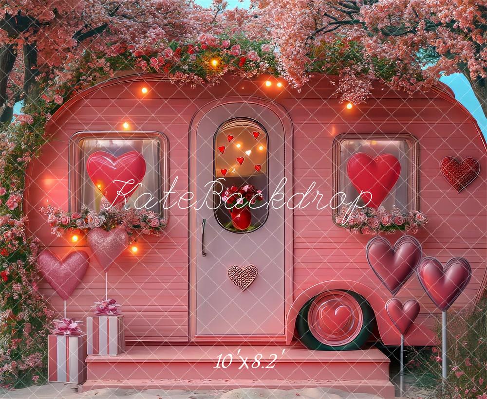 Kate Valentine's Day Beach RV Pink Backdrop Designed by Mini MakeBelieve - Kate Backdrop AU