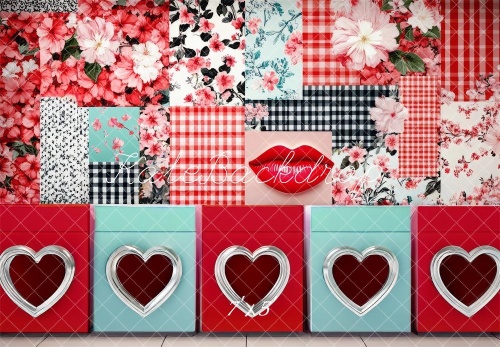 Kate Valentine's Day Laundromat Backdrop Designed by Mini MakeBelieve - Kate Backdrop AU