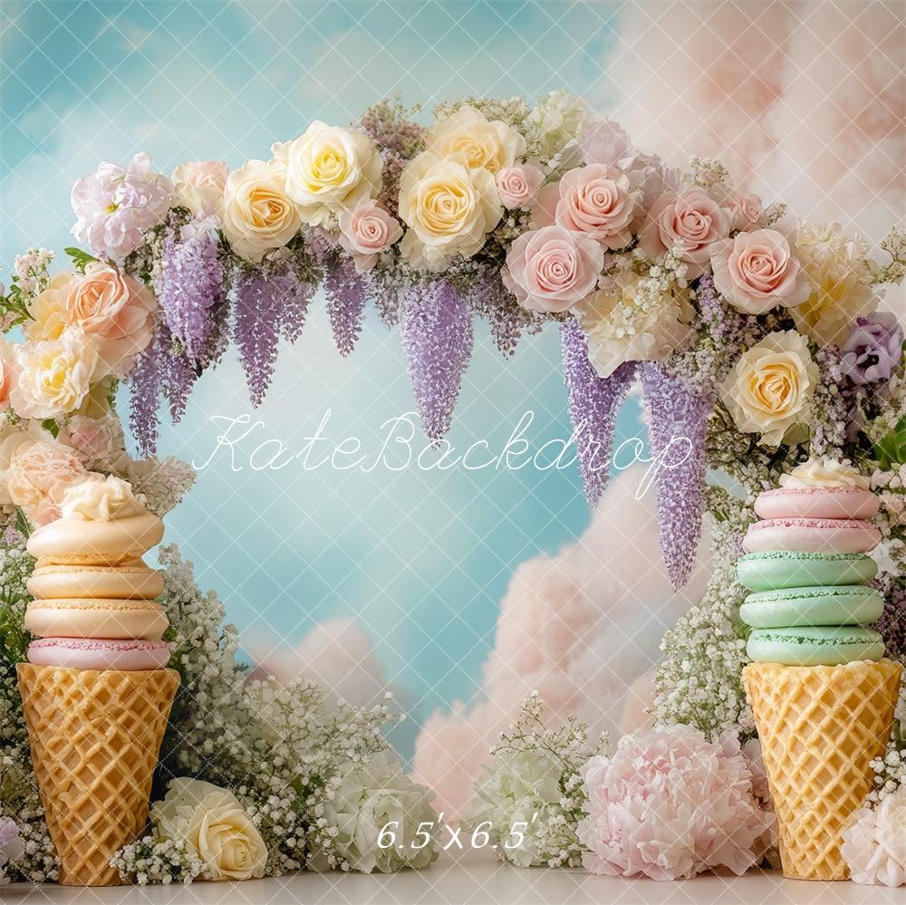 Kate Floral Arch Ice Cream Backdrop Cake Smash Birthday Designed by Mini MakeBelieve - Kate Backdrop AU