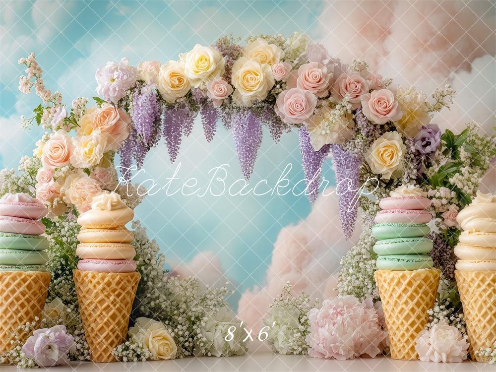 Kate Floral Arch Ice Cream Backdrop Cake Smash Birthday Designed by Mini MakeBelieve - Kate Backdrop AU