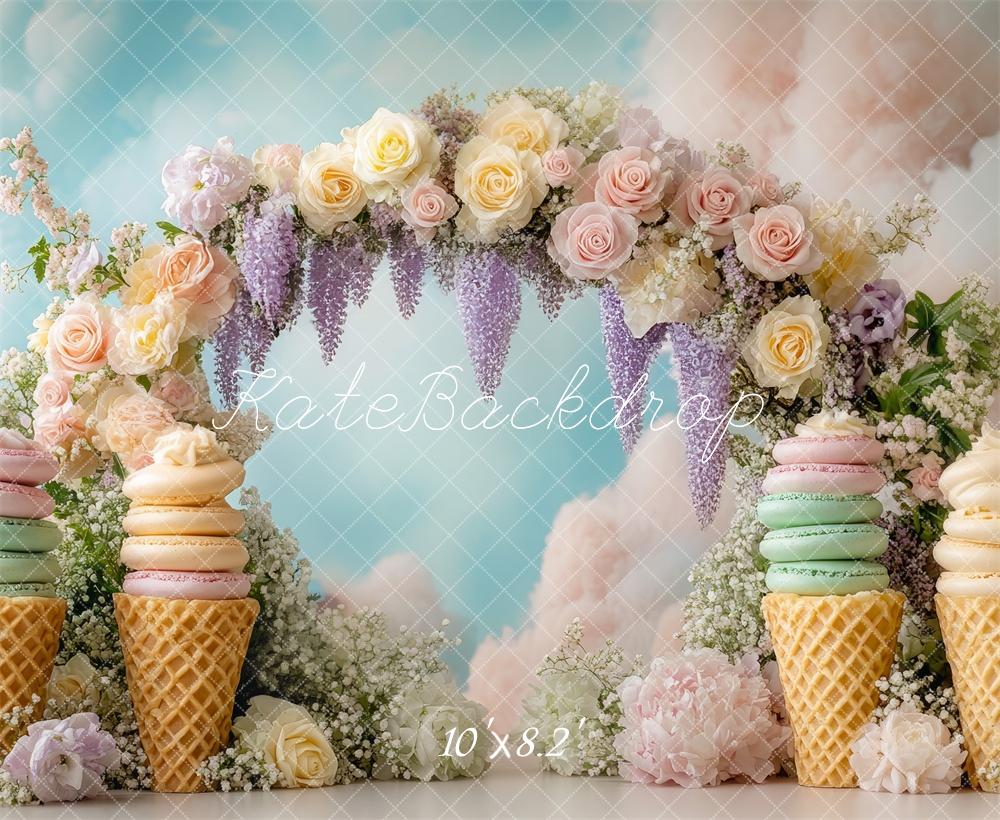Kate Floral Arch Ice Cream Backdrop Cake Smash Birthday Designed by Mini MakeBelieve - Kate Backdrop AU
