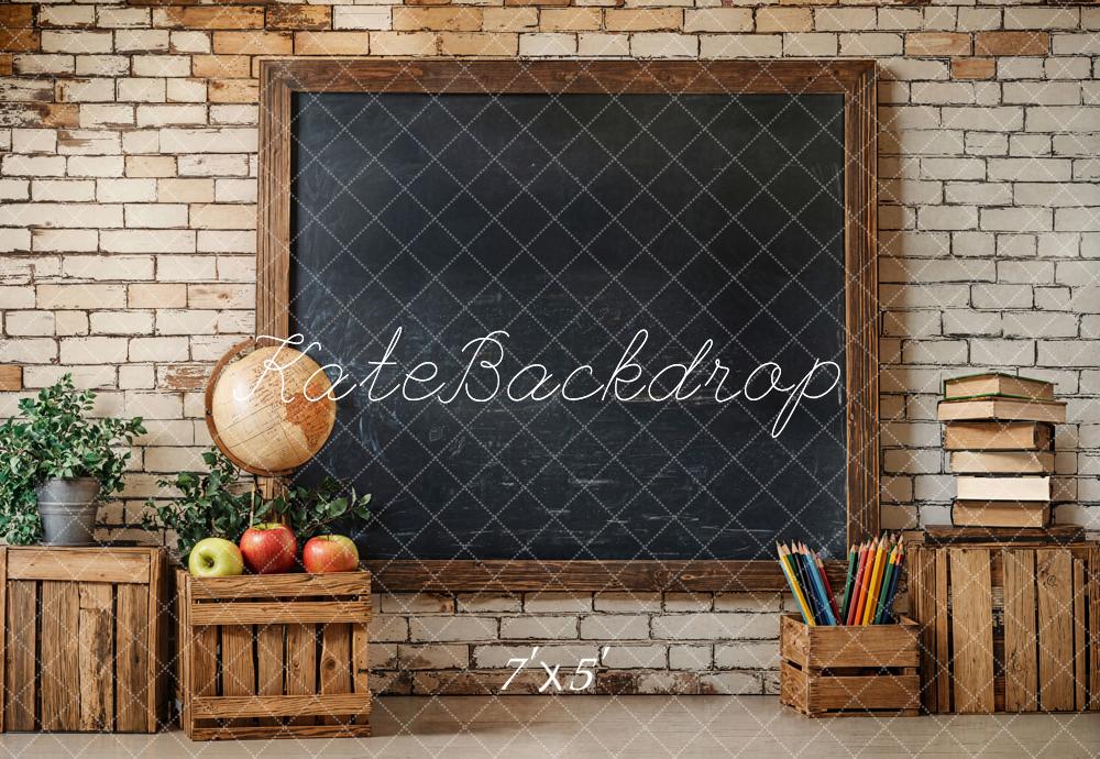 Kate Brick Wall Blackboard Backdrop Back to School Designed by Emetselch