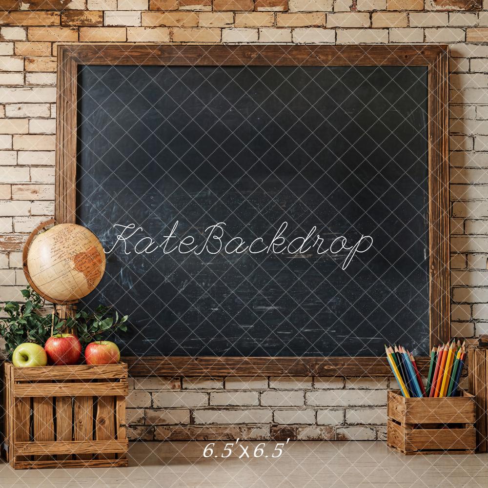Kate Brick Wall Blackboard Backdrop Back to School Designed by Emetselch