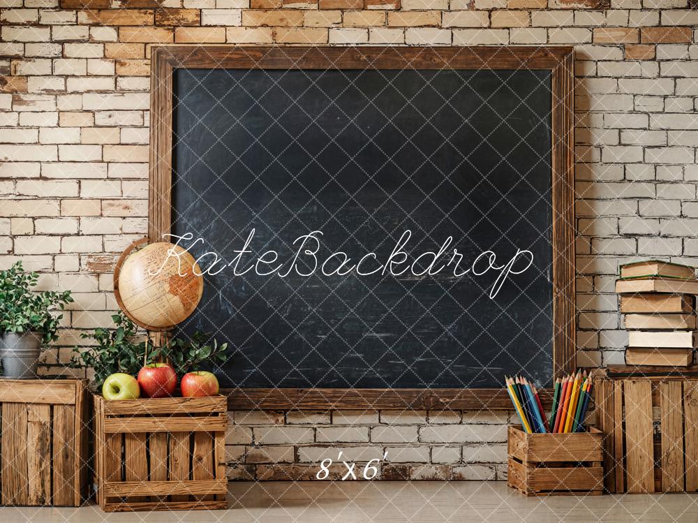Kate Brick Wall Blackboard Backdrop Back to School Designed by Emetselch
