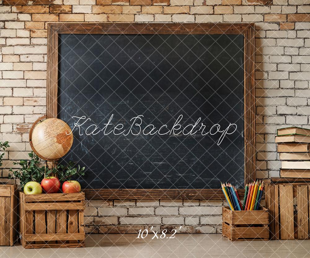 Kate Brick Wall Blackboard Backdrop Back to School Designed by Emetselch
