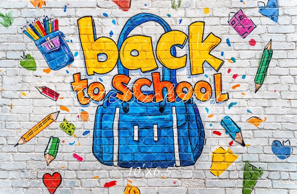 Kate Back to School Backdrop Brick Wall Graffiti Designed by Kate Image