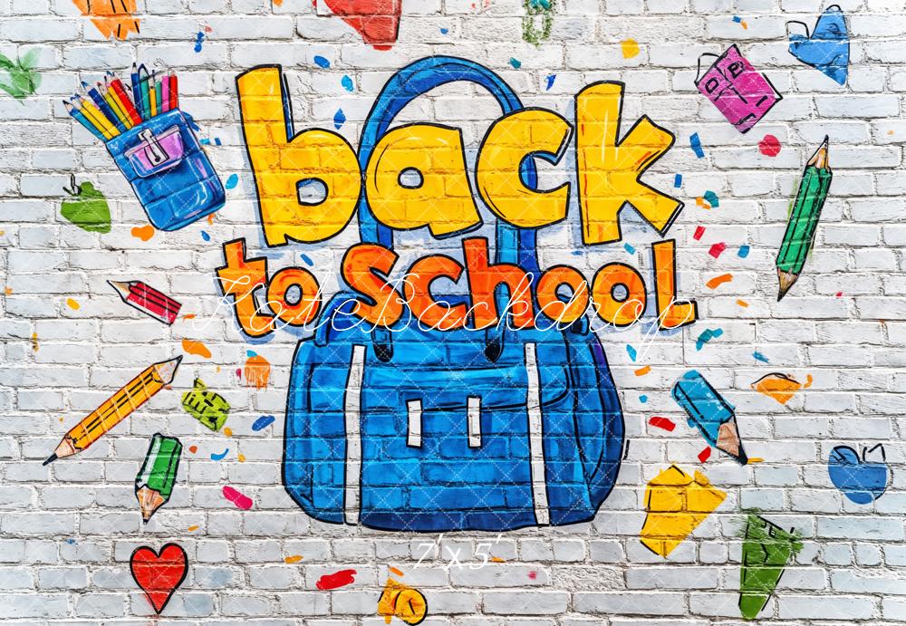 Kate Back to School Backdrop Brick Wall Graffiti Designed by Kate Image