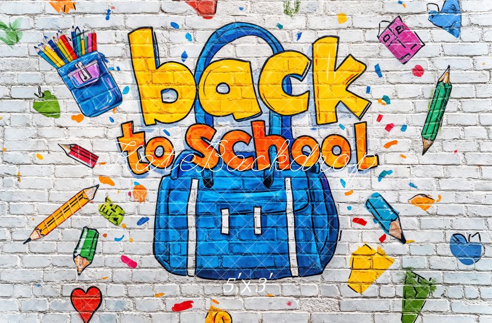 Kate Back to School Backdrop Brick Wall Graffiti Designed by Kate Image