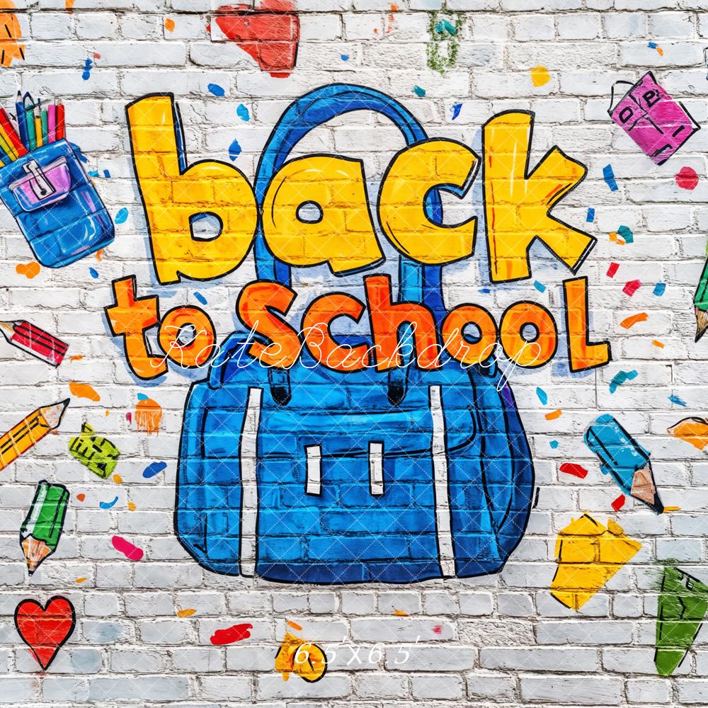 Kate Back to School Backdrop Brick Wall Graffiti Designed by Kate Image