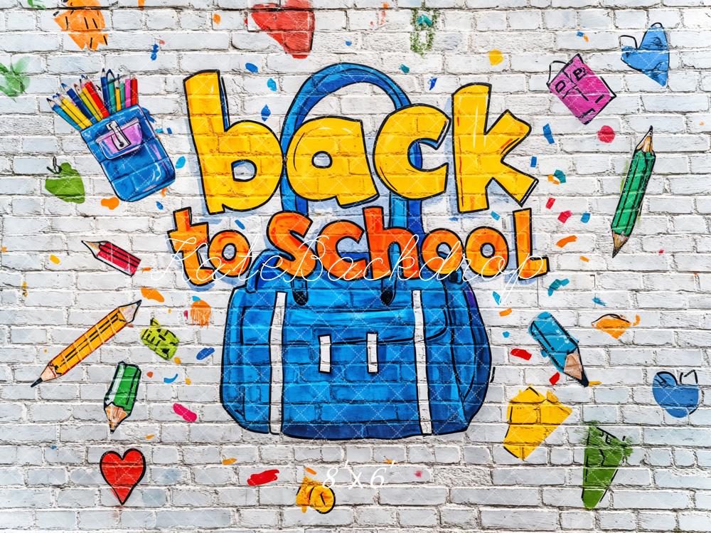 Kate Back to School Backdrop Brick Wall Graffiti Designed by Kate Image