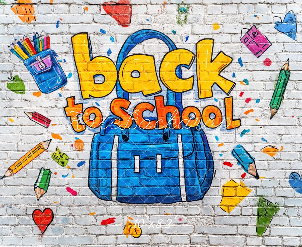 Kate Back to School Backdrop Brick Wall Graffiti Designed by Kate Image