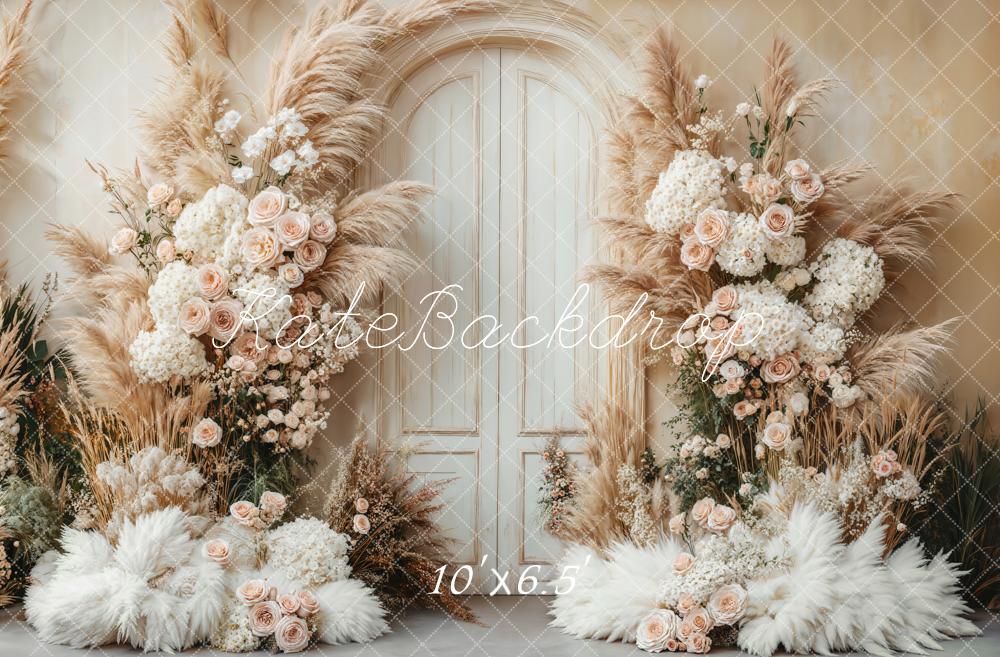 Kate Boho Floral Pampas Door Backdrop Designed by Emetselch