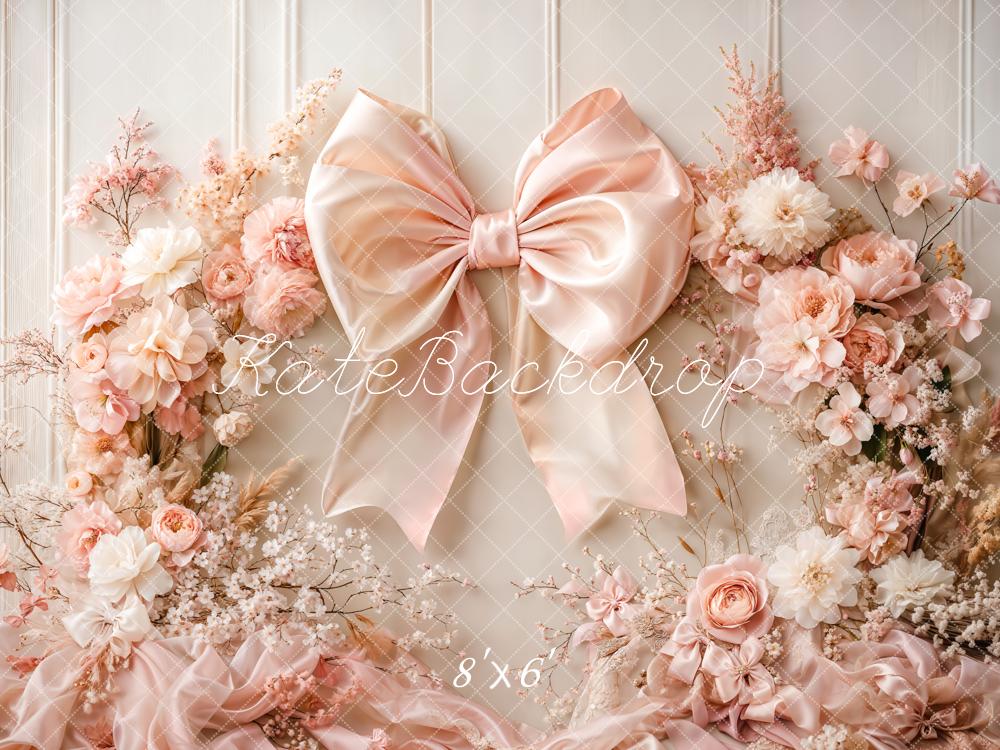 Kate Pink Flowers Bow Backdrop Designed by Emetselch