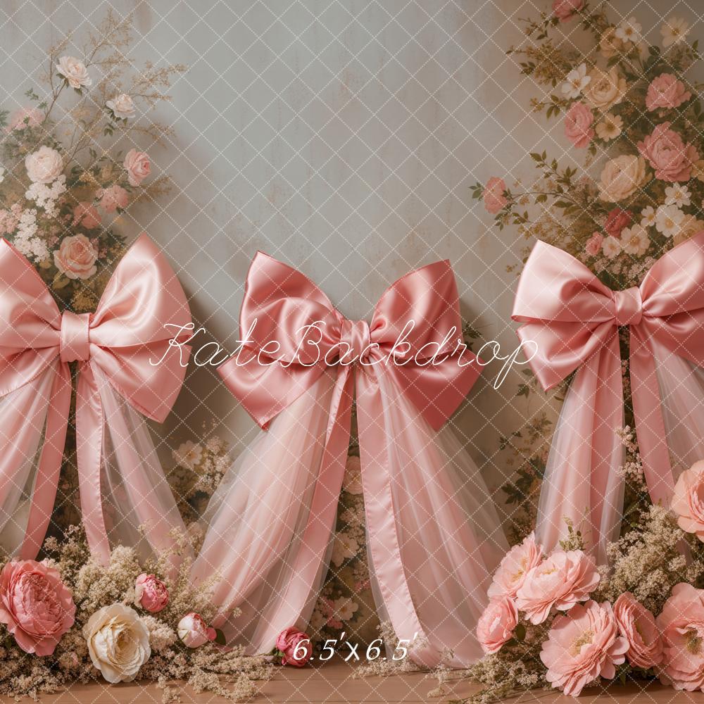 Kate Pink Flower Bow Backdrop Designed by Emetselch