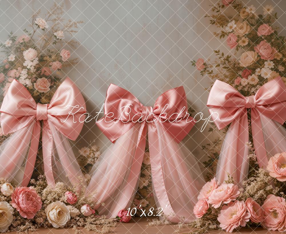Kate Pink Flower Bow Backdrop Designed by Emetselch