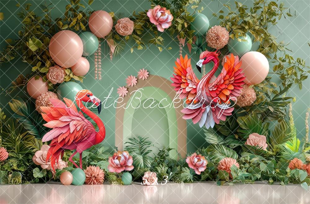 Kate Flamingo Party Backdrop Cake Smash Designed by Laura Bybee - Kate Backdrop AU