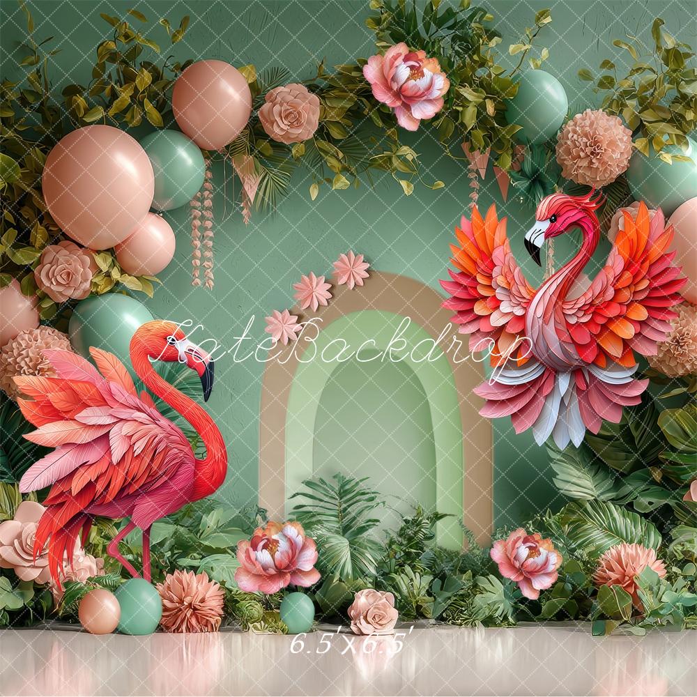 Kate Flamingo Party Backdrop Cake Smash Designed by Laura Bybee - Kate Backdrop AU