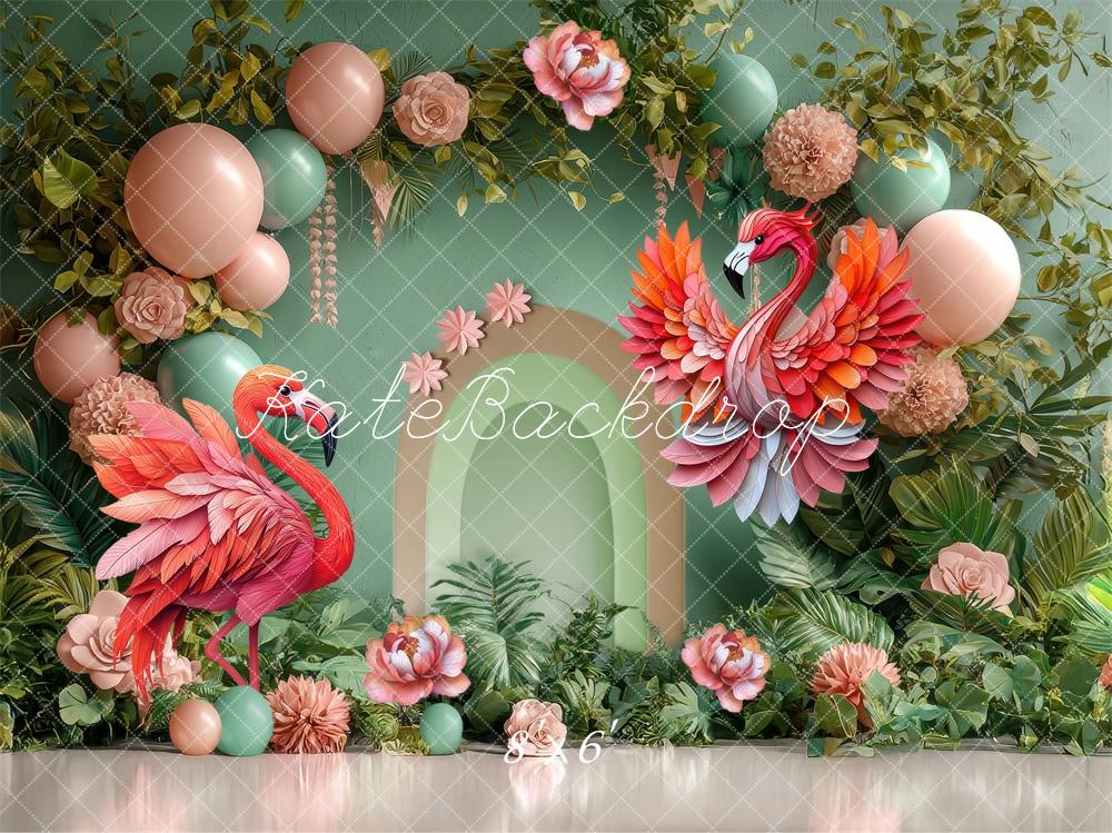 Kate Flamingo Party Backdrop Cake Smash Designed by Laura Bybee - Kate Backdrop AU
