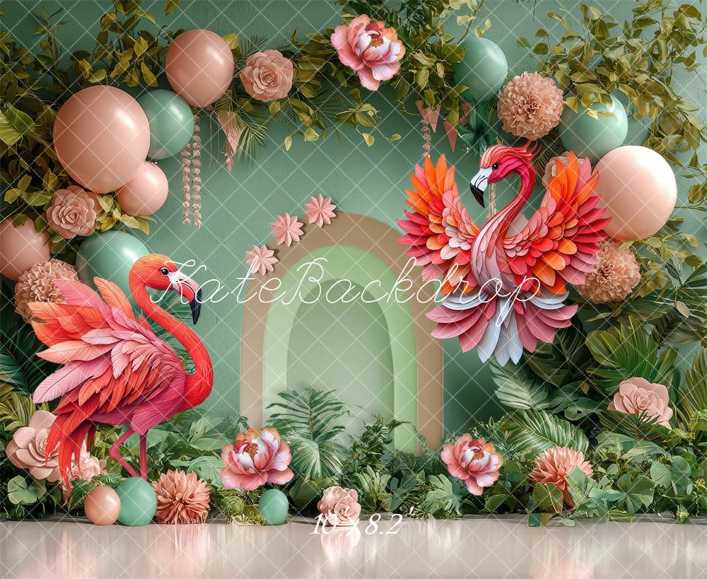 Kate Flamingo Party Backdrop Cake Smash Designed by Laura Bybee - Kate Backdrop AU