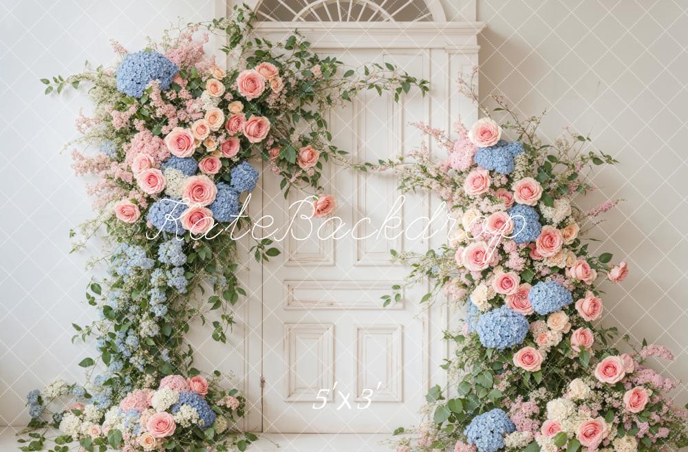 Kate Spring Flower White Elegant Door Backdrop Designed by Emetselch