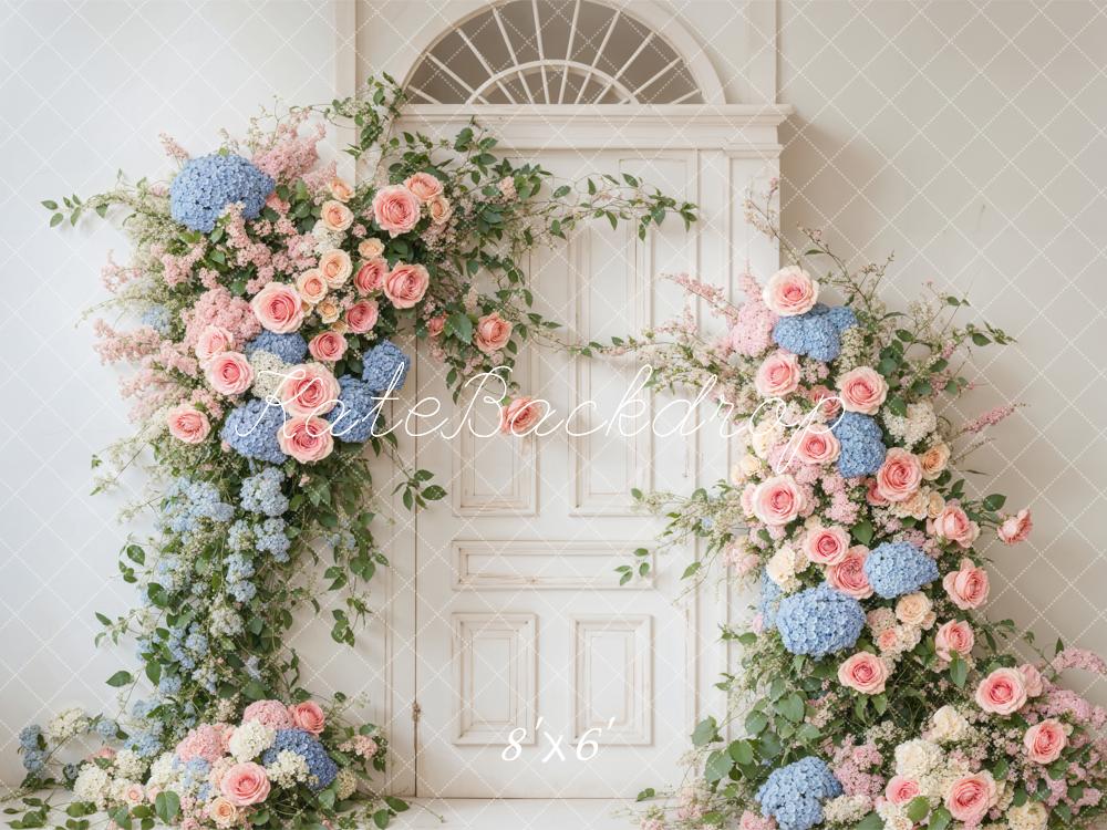 Kate Spring Flower White Elegant Door Backdrop Designed by Emetselch