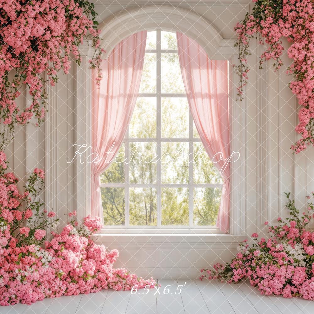 Kate Spring Pink Flower Window Backdrop Designed by Emetselch